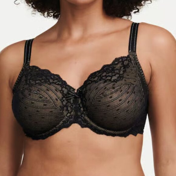 Chantelle Rive Gauche Lace Black Underwire Bra 32DDD - Picture 1 of 13